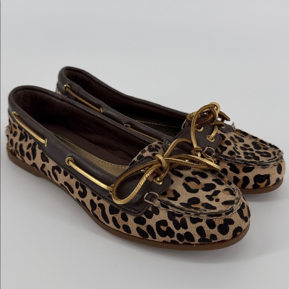 Sperry Top Sider Women's Size 6 Shoes Leopard Print Calf Hair & Leather Slip On - Picture 4 of 11